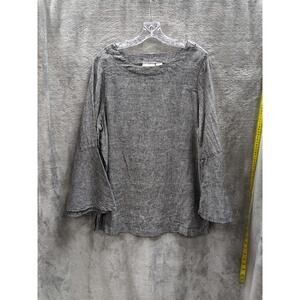 Cynthia Rowley X Lagenlook Gray Bell Sleeve 100% LINEN Top